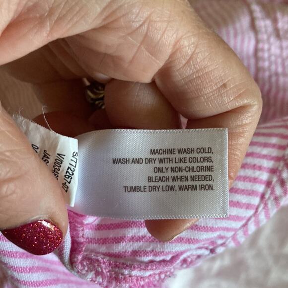 Old Navy Pink & White Striped Buttondown Blouse, Size XS - Picture 7 of 8